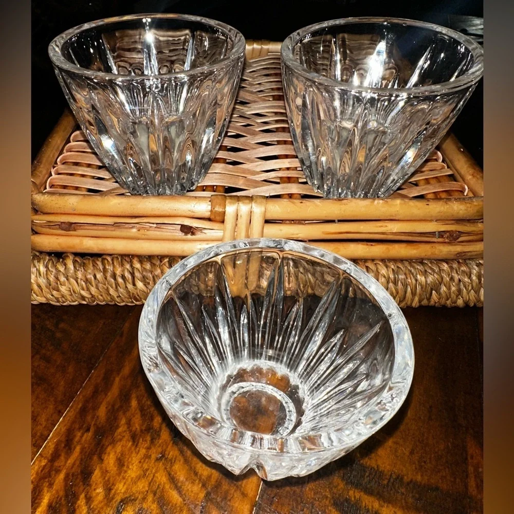 VINTAGE American Crystal Votives Collection Lot of 3 Full Lead Crystal 24%